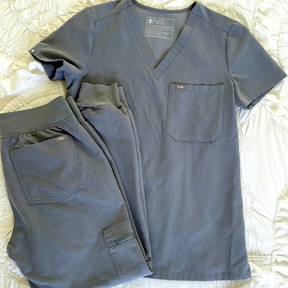 RARE Figs dark SPACE GREY 👽 scrub set XXS/XSP